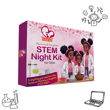 beauty themed stem kits for girls, hands-on stem kits for mothers and daughters, hair science stem kits for kids